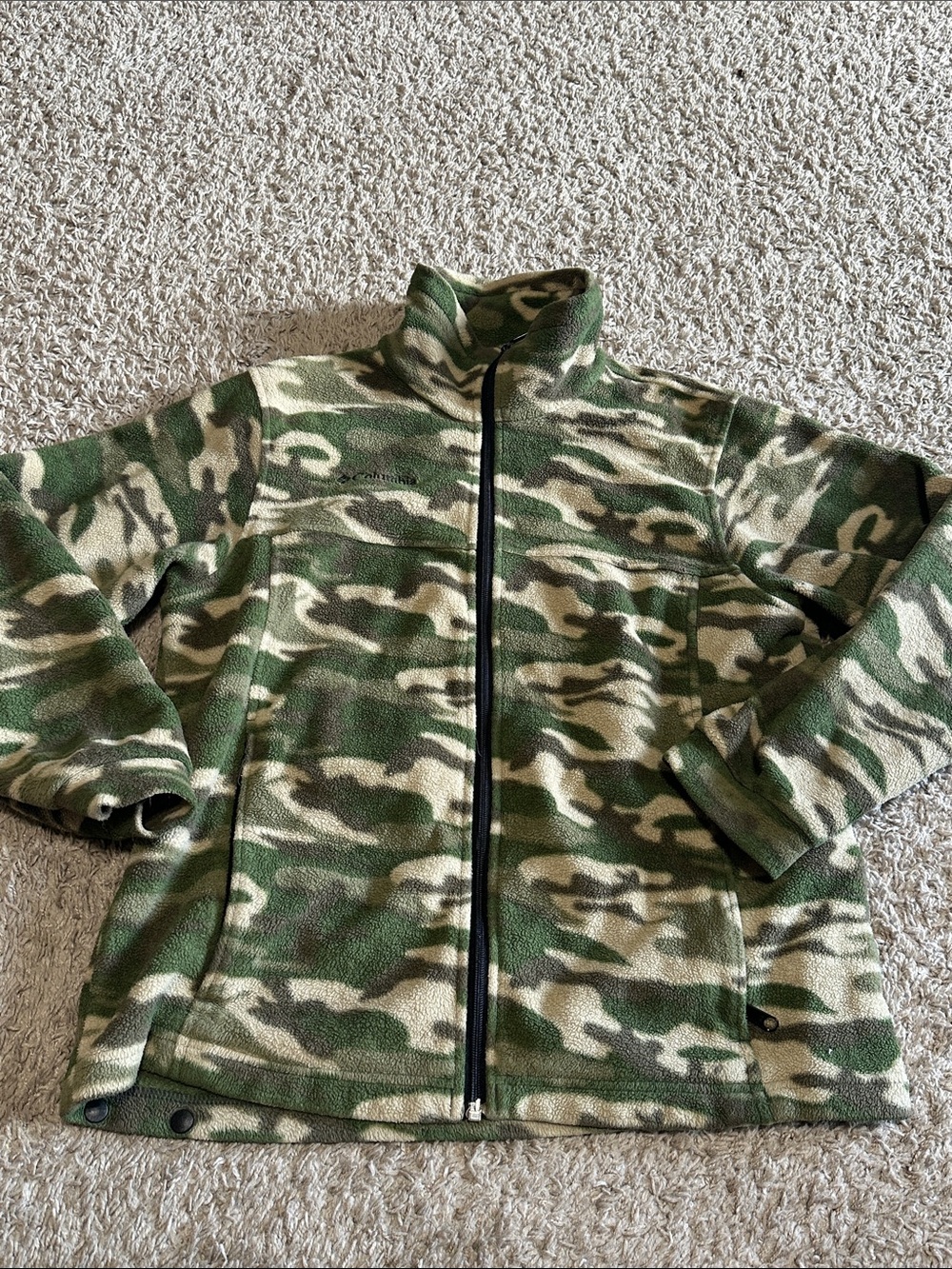 Columbia Camo Green Beige Fleece Jacket Youth